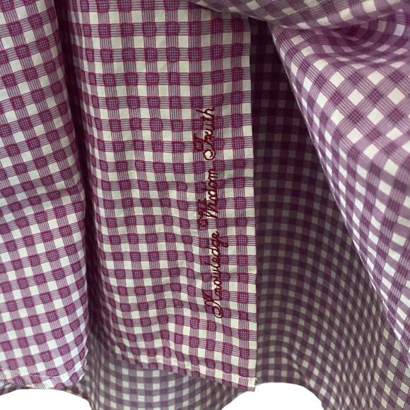 Robert Graham Mens 2XL (47/18.5) Purple White Gingham Textured Button Up Shirt - Picture 4 of 8